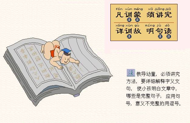 凡训蒙，须讲究。详训故，明句读。