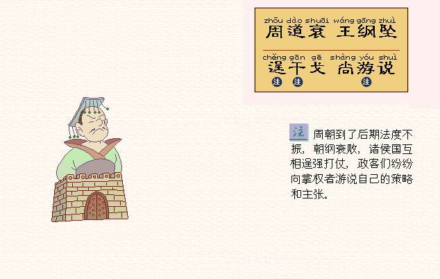 周道衰，王纳坠。逞士戈，尚游说。
